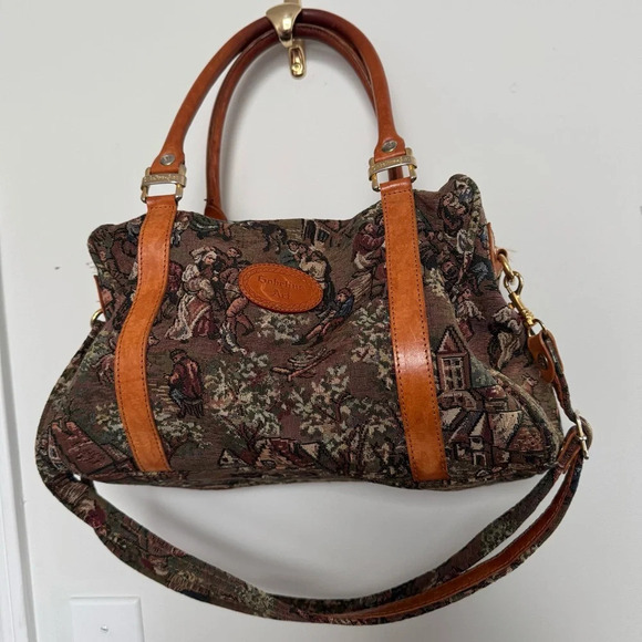 Goblins art vintage Tapestry with Brown Leather Accents duffle renaissance fairy - Picture 3 of 8